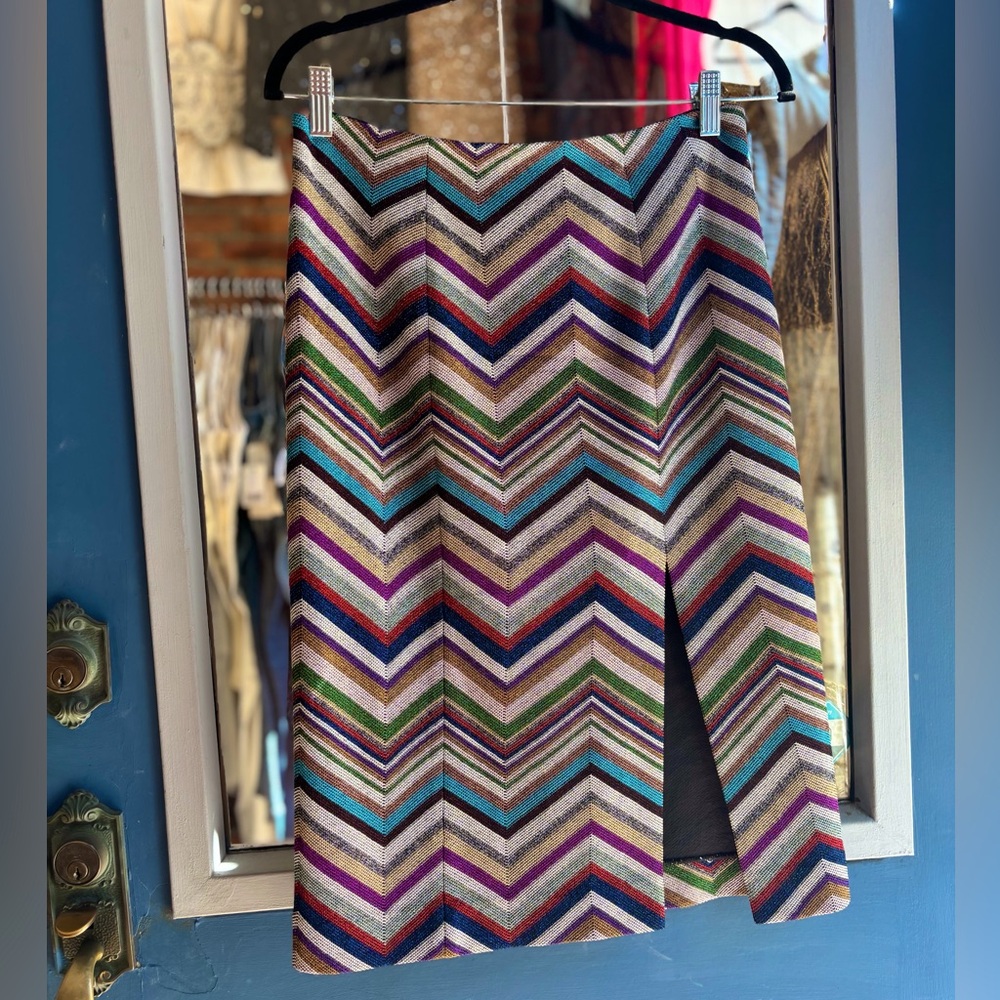 Missoni Chevron Shimmer Pencil Slit Skirt
